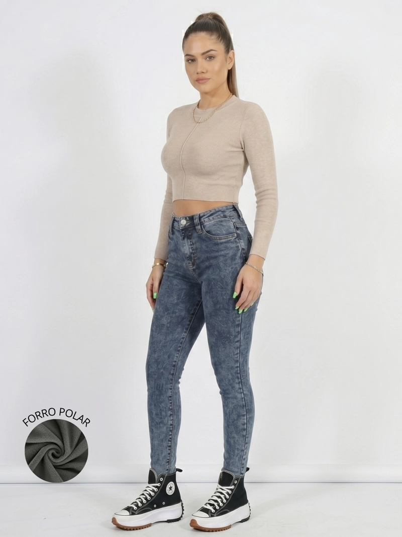 JEANS PANTALON SKINNY FORRO POLAR MUJER - 2