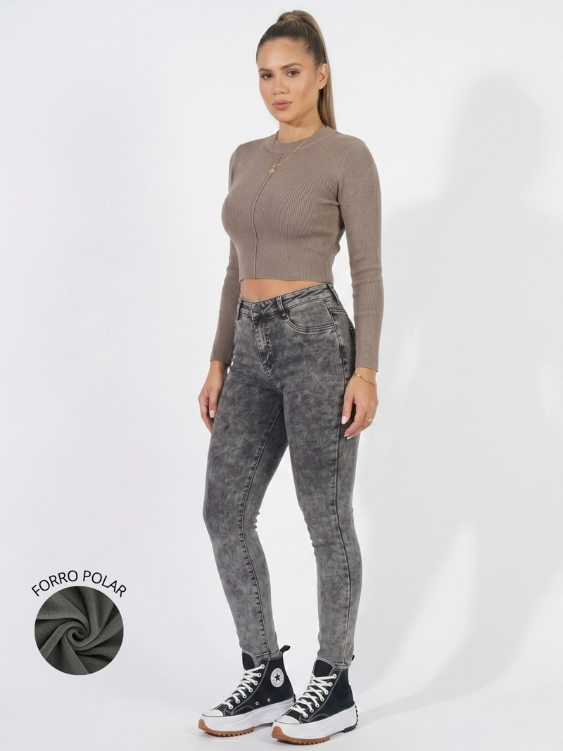 JEANS PANTALON SKINNY FORRO POLAR MUJER - 2