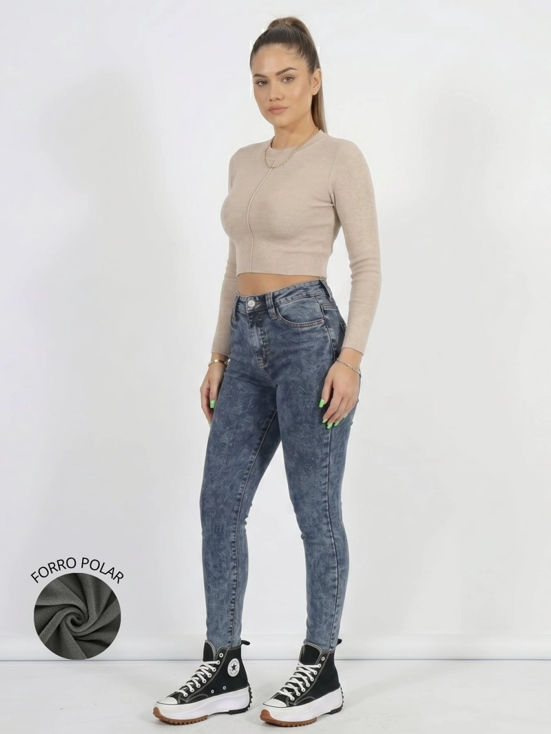 JEANS PANTALON SKINNY FORRO POLAR MUJER - 2