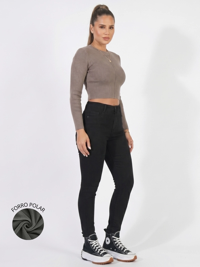 JEANS PANTALON SKINNY FORRO POLAR MUJER - 2