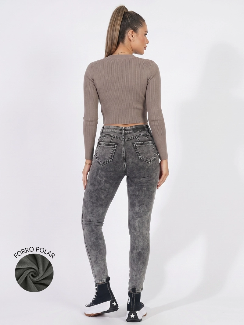 JEANS PANTALON SKINNY FORRO POLAR MUJER - 3