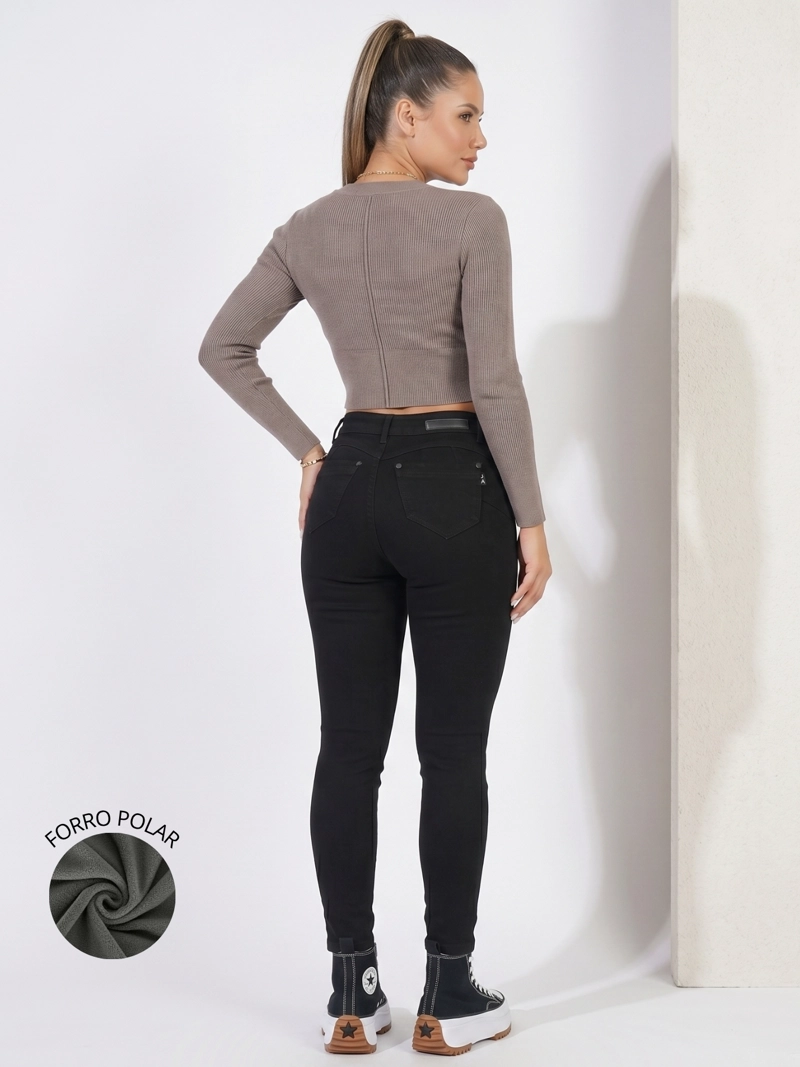 JEANS PANTALON SKINNY FORRO POLAR MUJER - 3