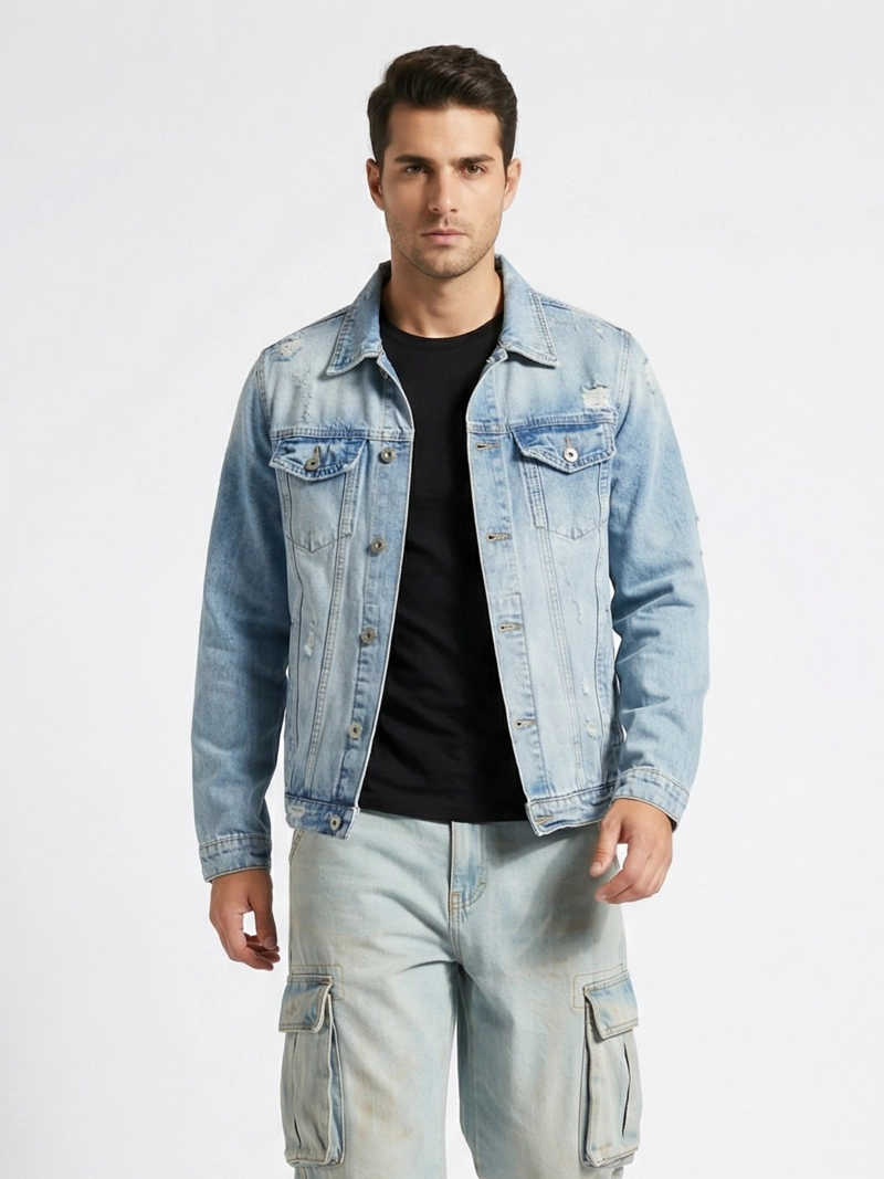 CHAQUETA MEZCLILLA DESTROYED HOMBRE SLIM - 1