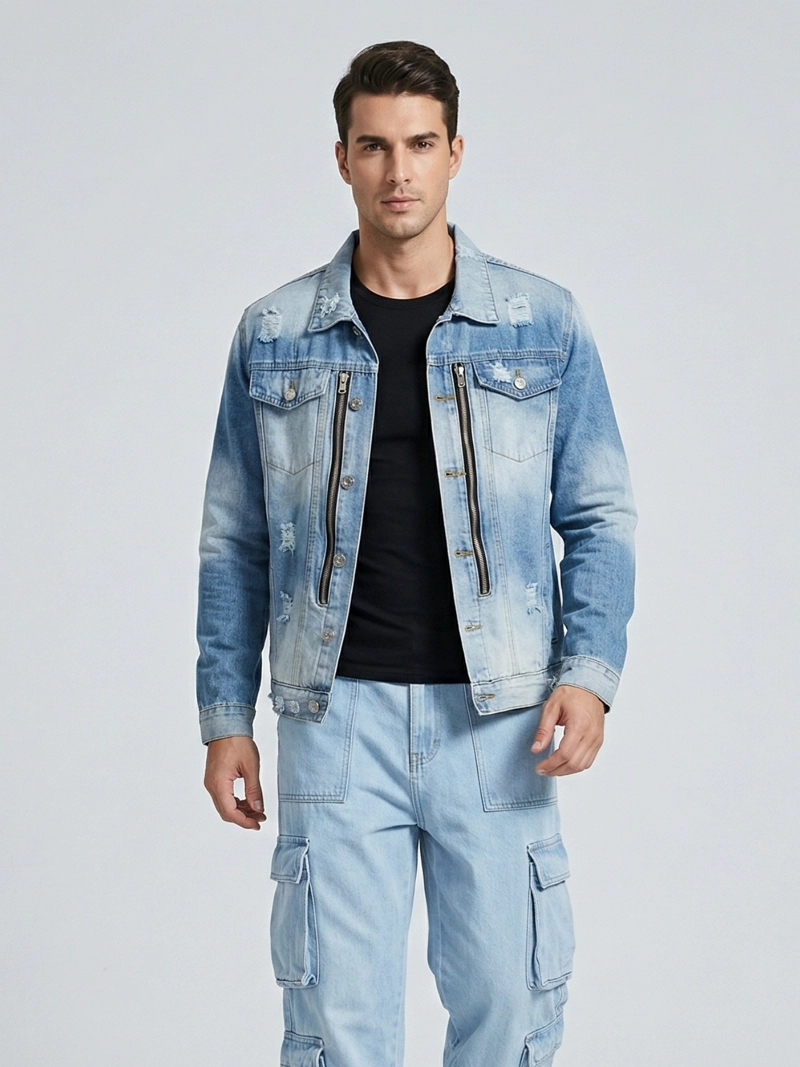 CHAQUETA MEZCLILLA DESTROYED HOMBRE SLIM - 1