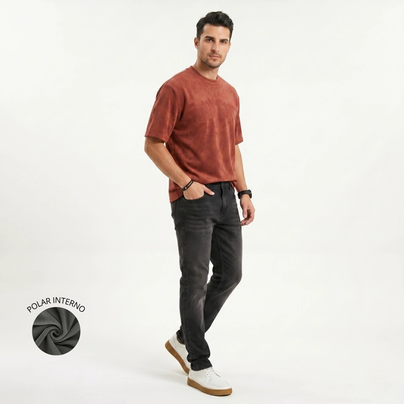 PANTALON JEANS SKINNY FORRO INTERNO HOMBRE - 2