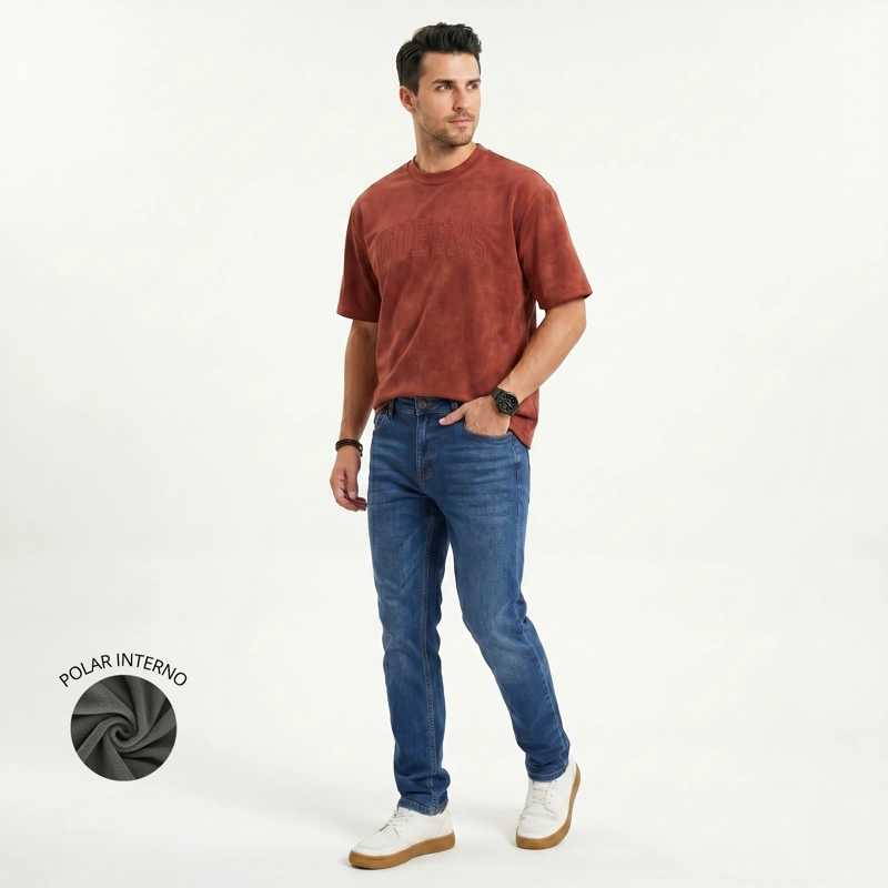 PANTALON JEANS SKINNY FORRO INTERNO HOMBRE - 2