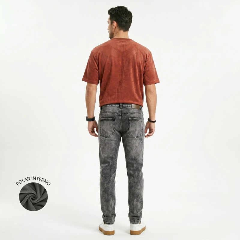 PANTALON JEANS SKINNY FORRO INTERNO HOMBRE - 3