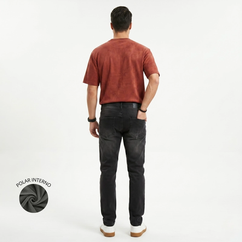 PANTALON JEANS SKINNY FORRO INTERNO HOMBRE - 3