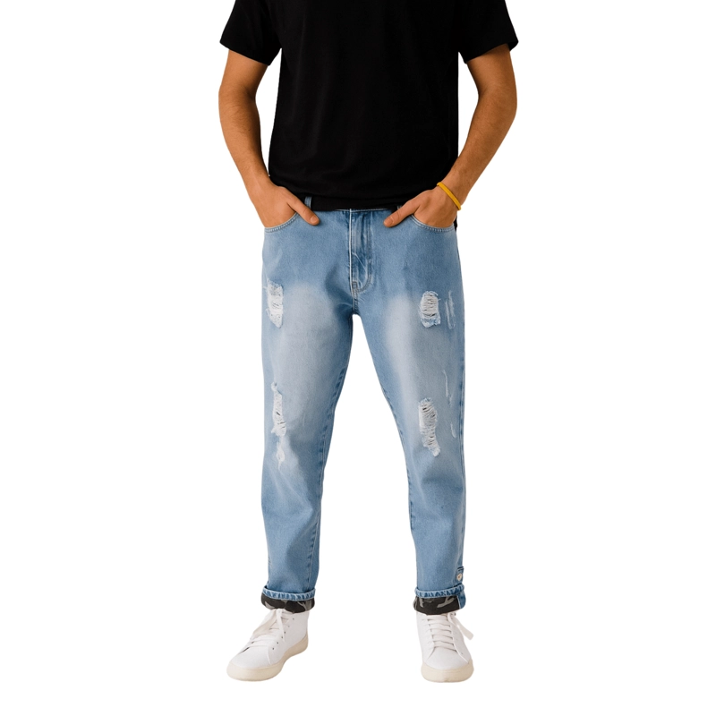 PANTALON JEANS MOM DESTROYED HOMBRE - 1