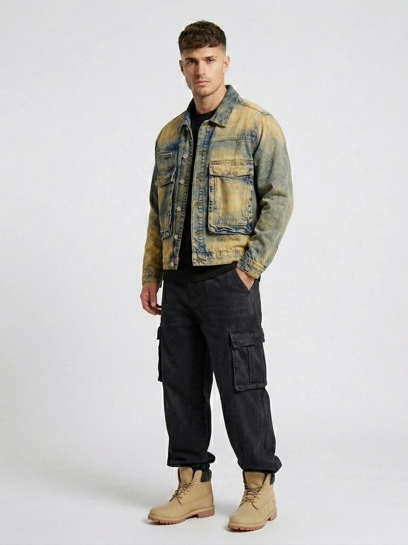 CHAQUETA MEZCLILLA CARGO HOMBRE ACID WASH OXIDE - 2