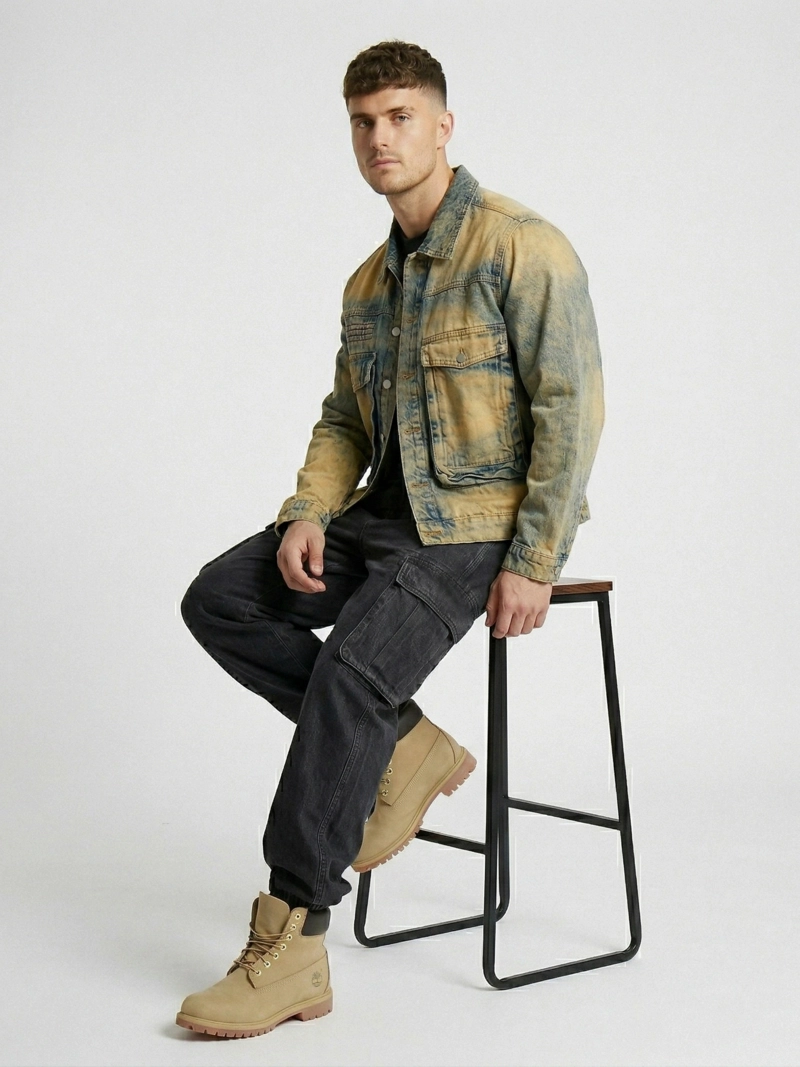 CHAQUETA MEZCLILLA CARGO HOMBRE ACID WASH OXIDE - 3