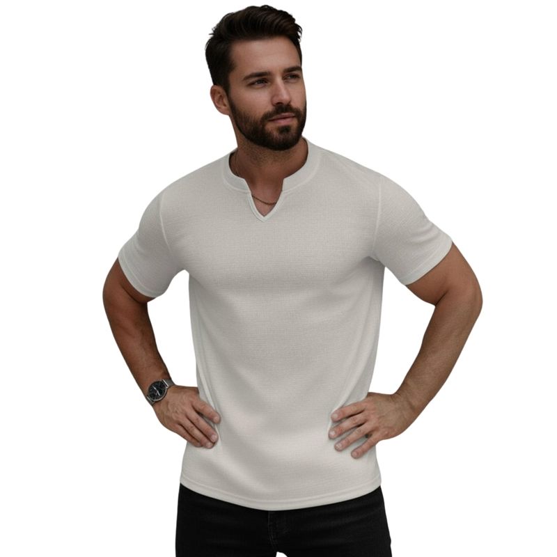 CAMISA LINO HOMBRE CUELLO V - 1
