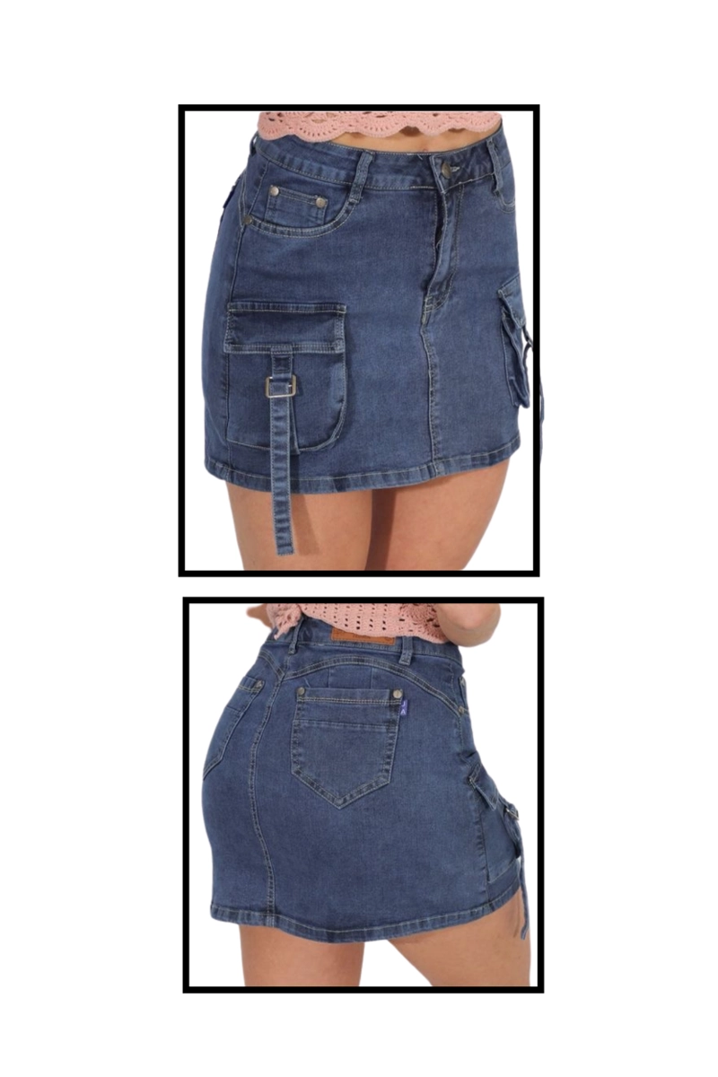 FALDA JEANS CON SHORT MUJER CARGO - 2