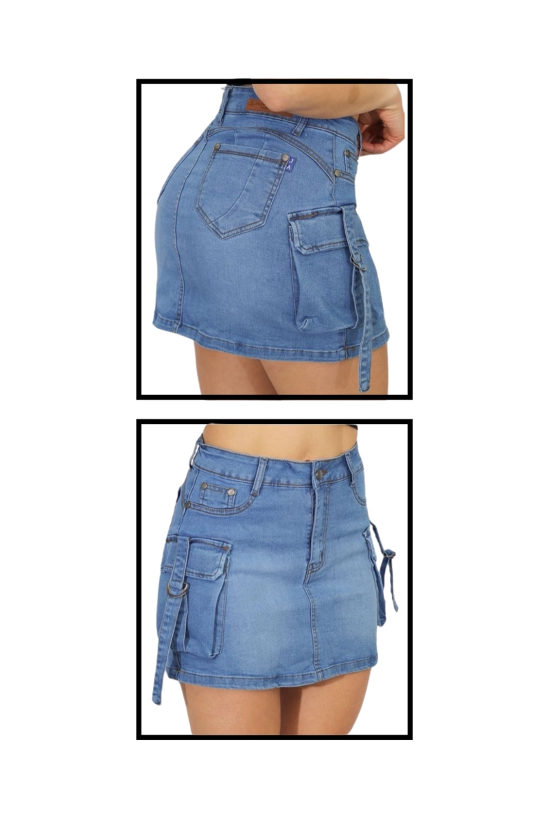 FALDA JEANS CON SHORT MUJER CARGO - 2