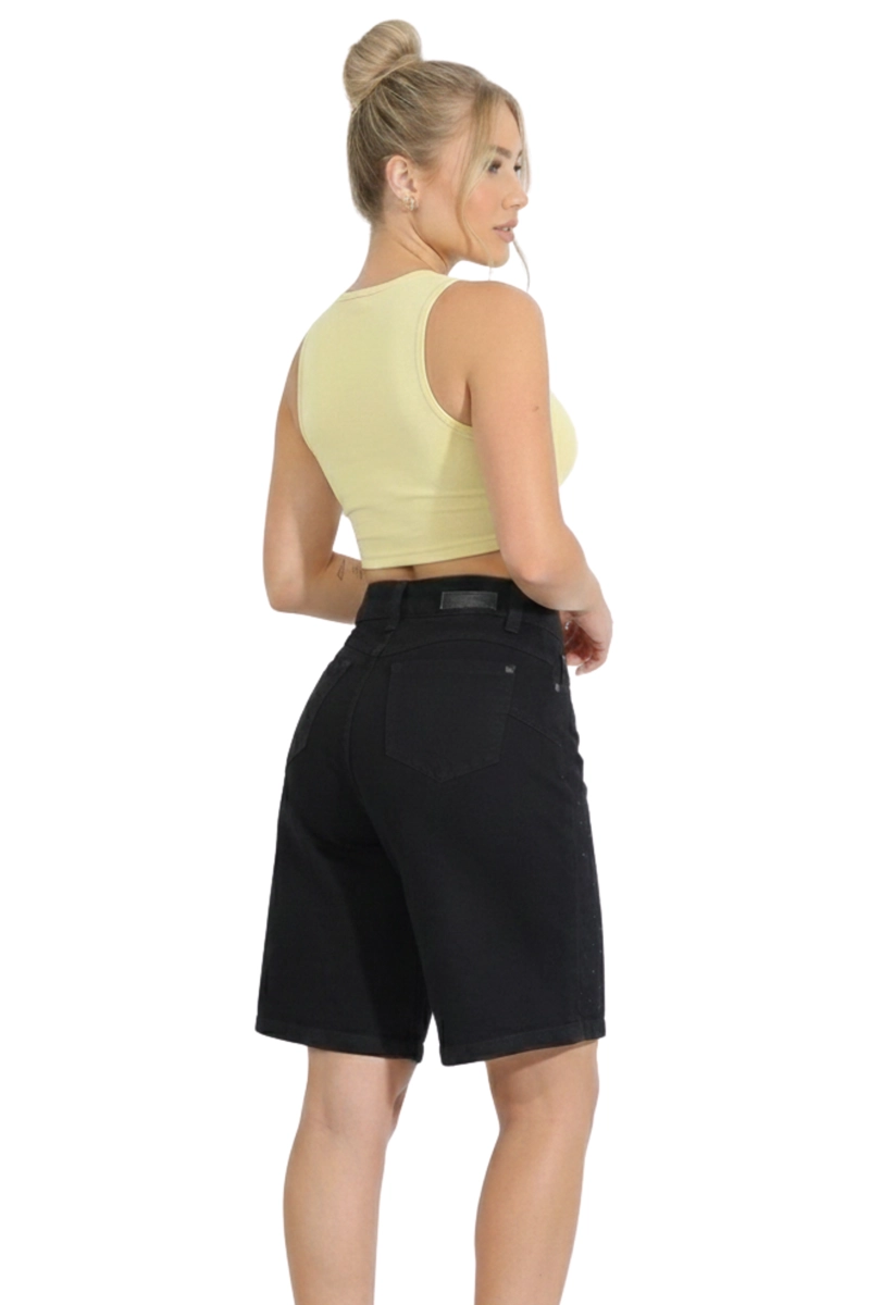 SHORT JEANS WIDE LEG CON BRILLOS MUJER TIRO ALTO CRYSTAL - 2