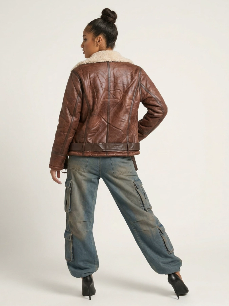 CHAQUETA AVIADORA ECOCUERO SOFT FORRO MUJER REGINA - 3