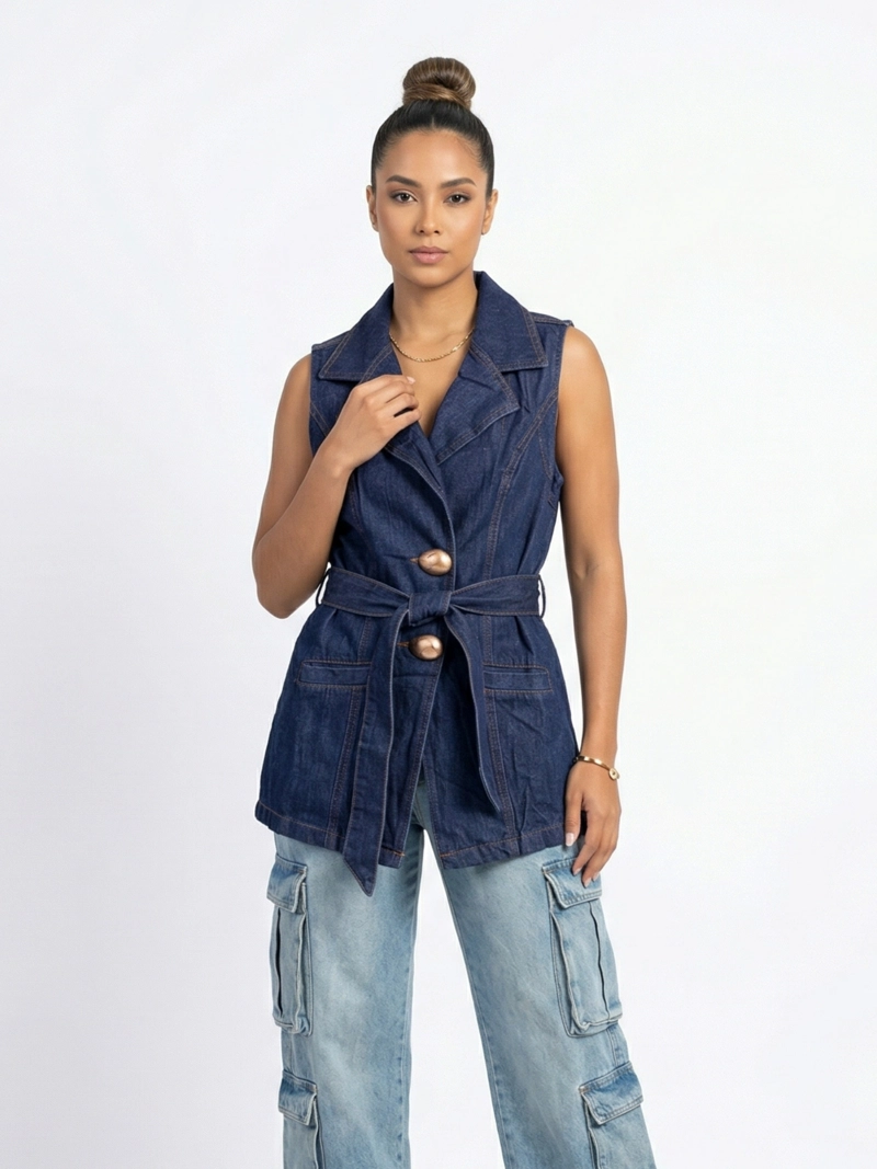 BLAZER CHALECO LARGO DENIM MUJER GINEBRA - 1