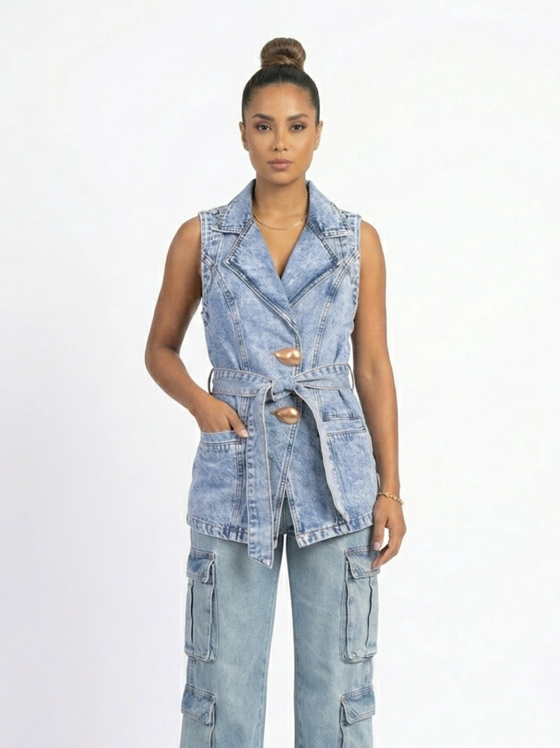 BLAZER CHALECO LARGO DENIM MUJER GINEBRA - 1