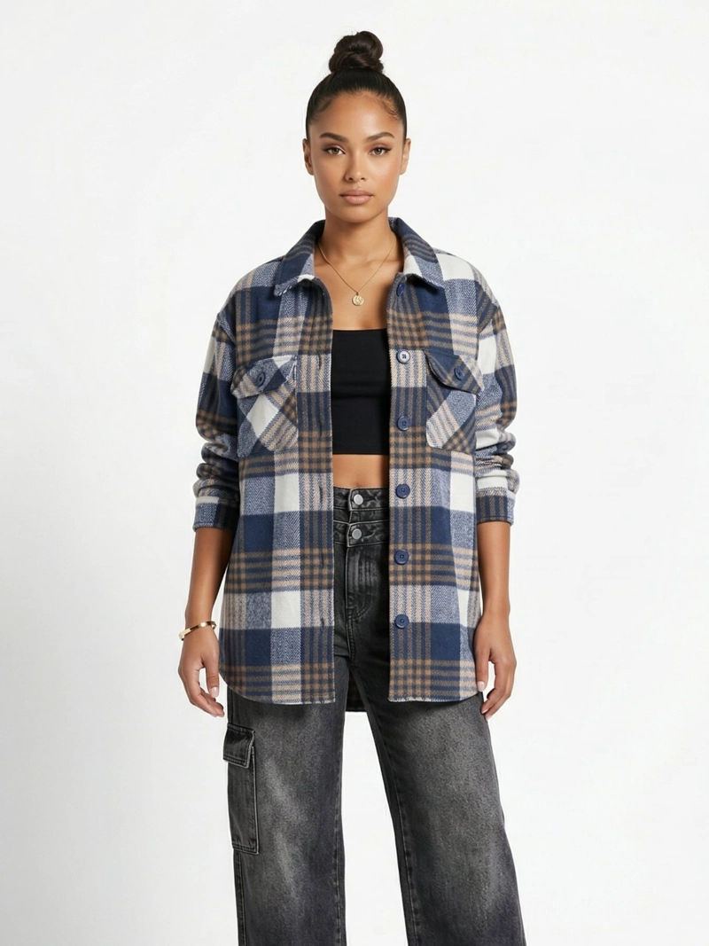 CAMISA LEÑADORA OVERSIZE MUJER REBECCA - 1