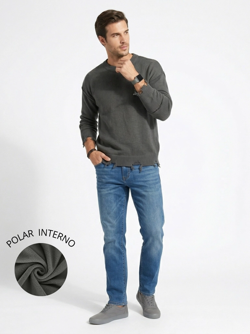 PANTALON JEANS RECTO FORRO INTERNO HOMBRE - 2
