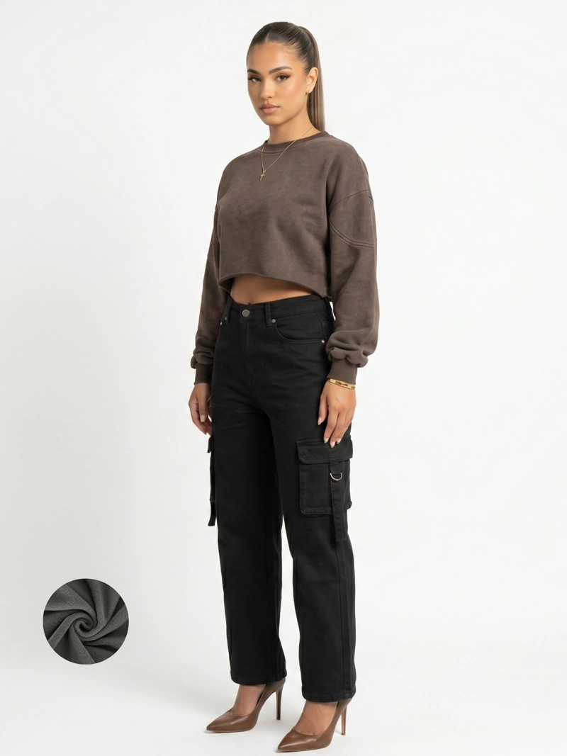 PANTALON JEANS CARGO FORRO POLAR MUJER - 2