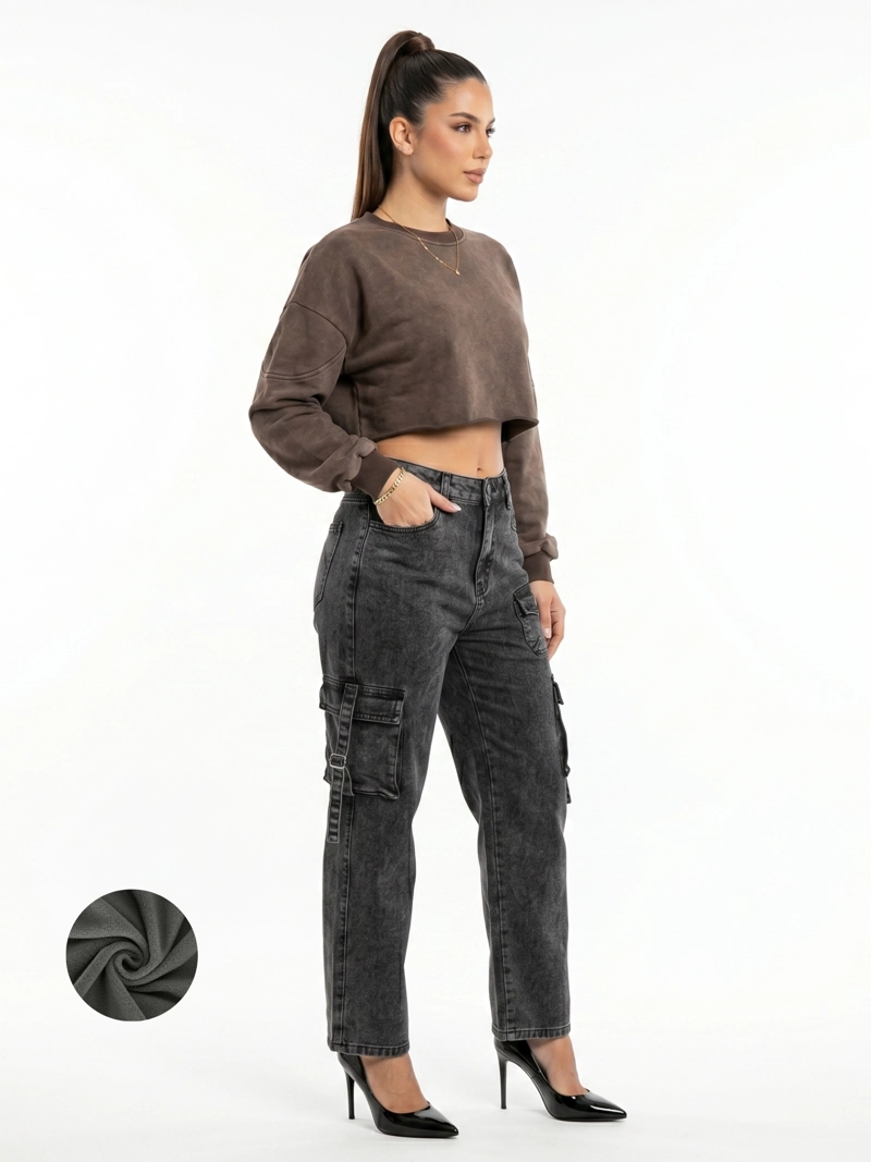 PANTALON JEANS CARGO FORRO POLAR MUJER - 2