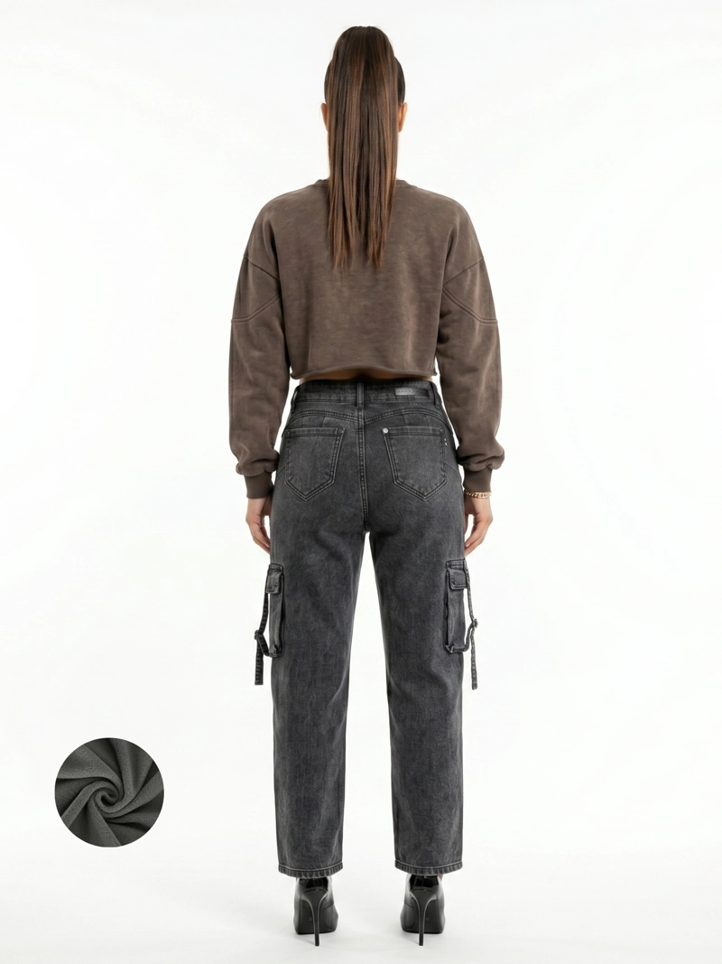 PANTALON JEANS CARGO FORRO POLAR MUJER - 3