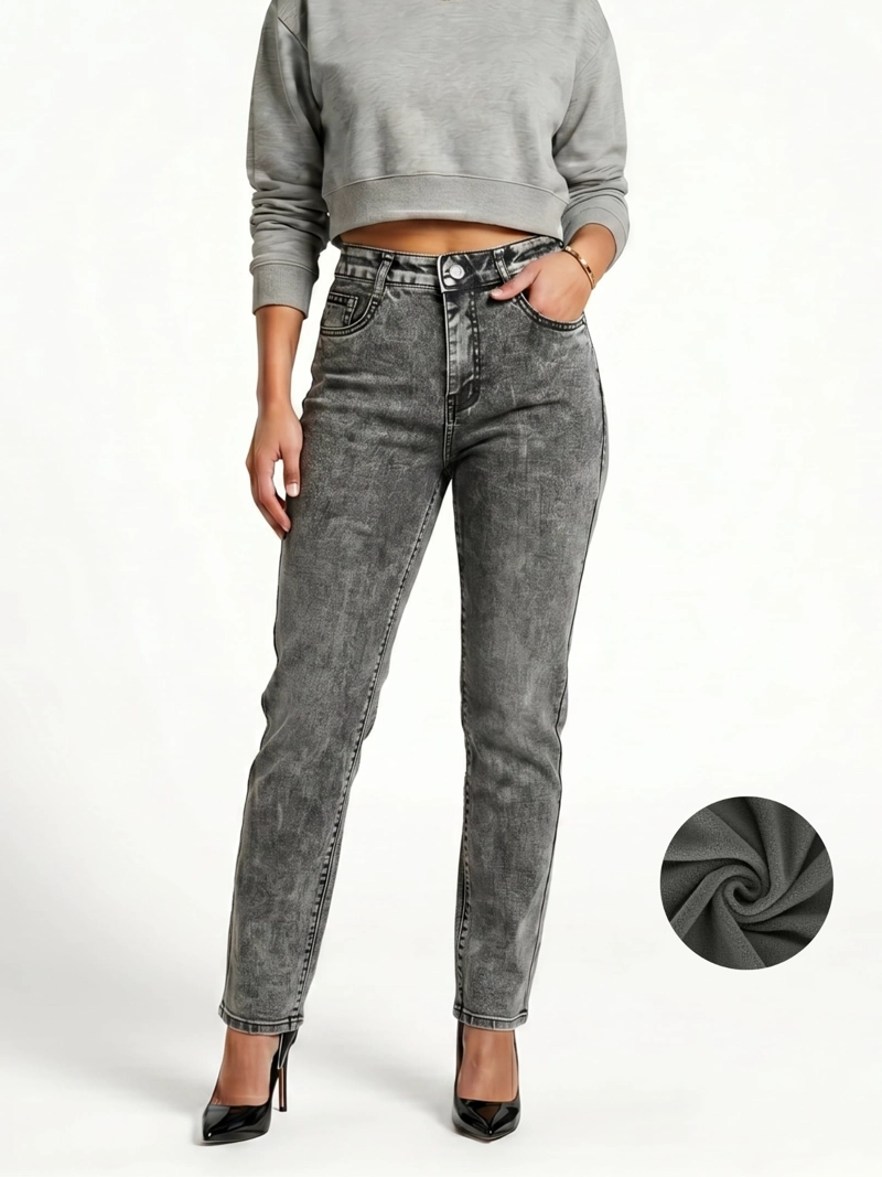 JEANS PANTALON RECTO FORRO POLAR MUJER - 1
