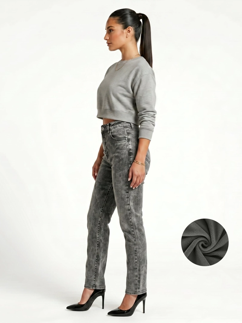 JEANS PANTALON RECTO FORRO POLAR MUJER - 2