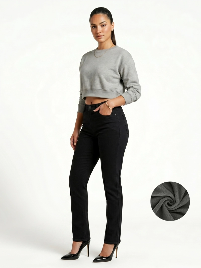 JEANS PANTALON RECTO FORRO POLAR MUJER - 2