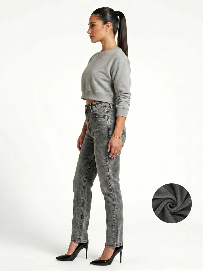 JEANS PANTALON RECTO FORRO POLAR MUJER - 2