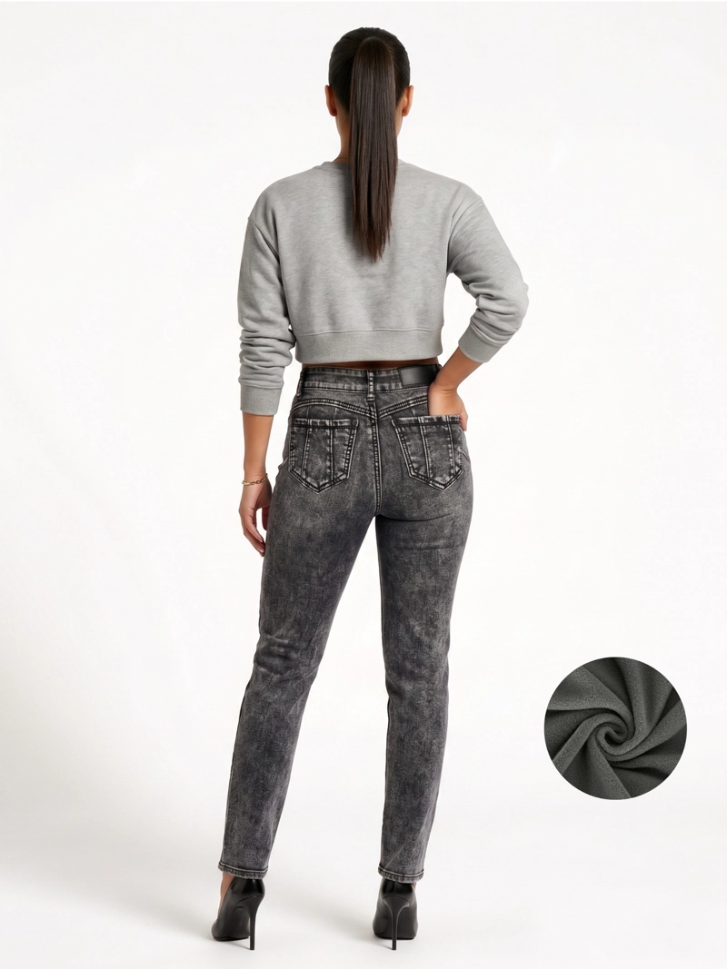 JEANS PANTALON RECTO FORRO POLAR MUJER - 3