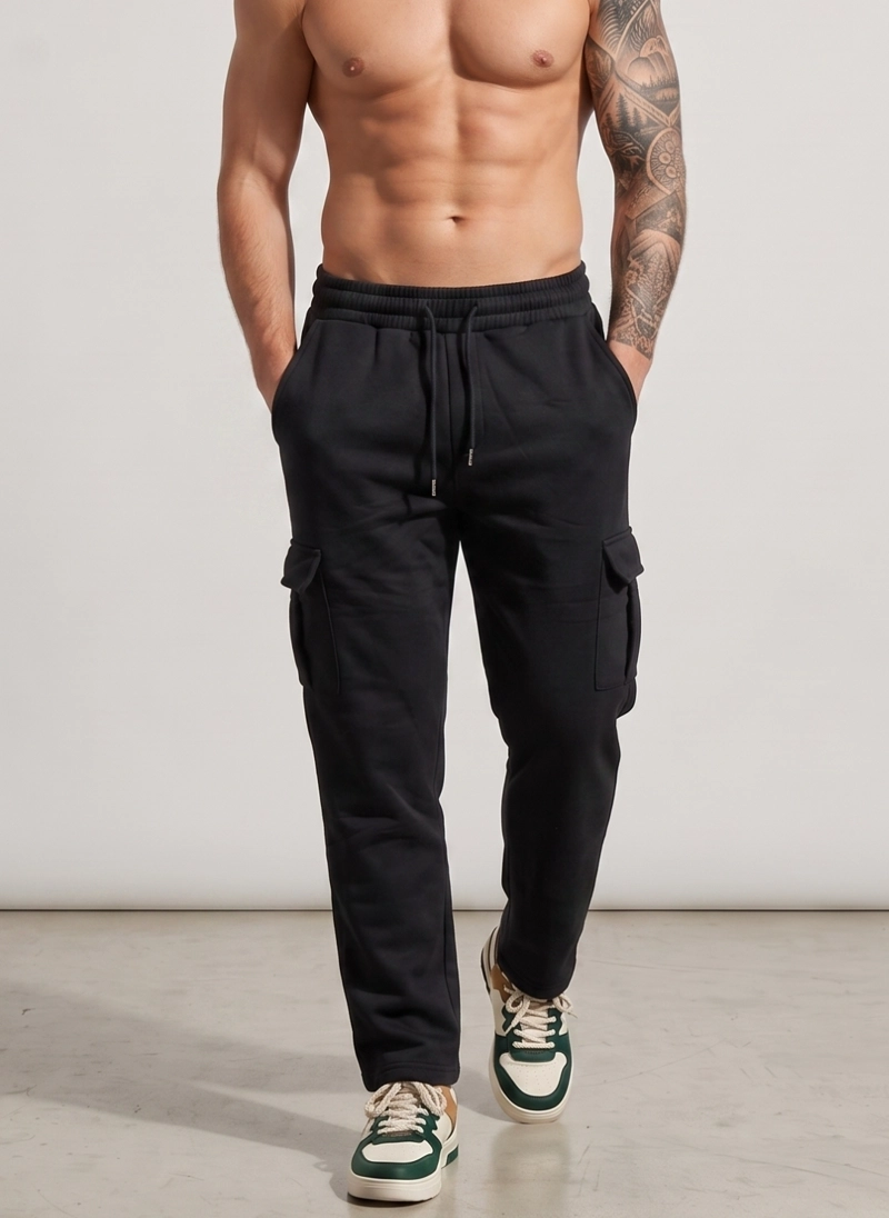 PANTALON BUZO CARGO FORRO POLAR HOMBRE - 1