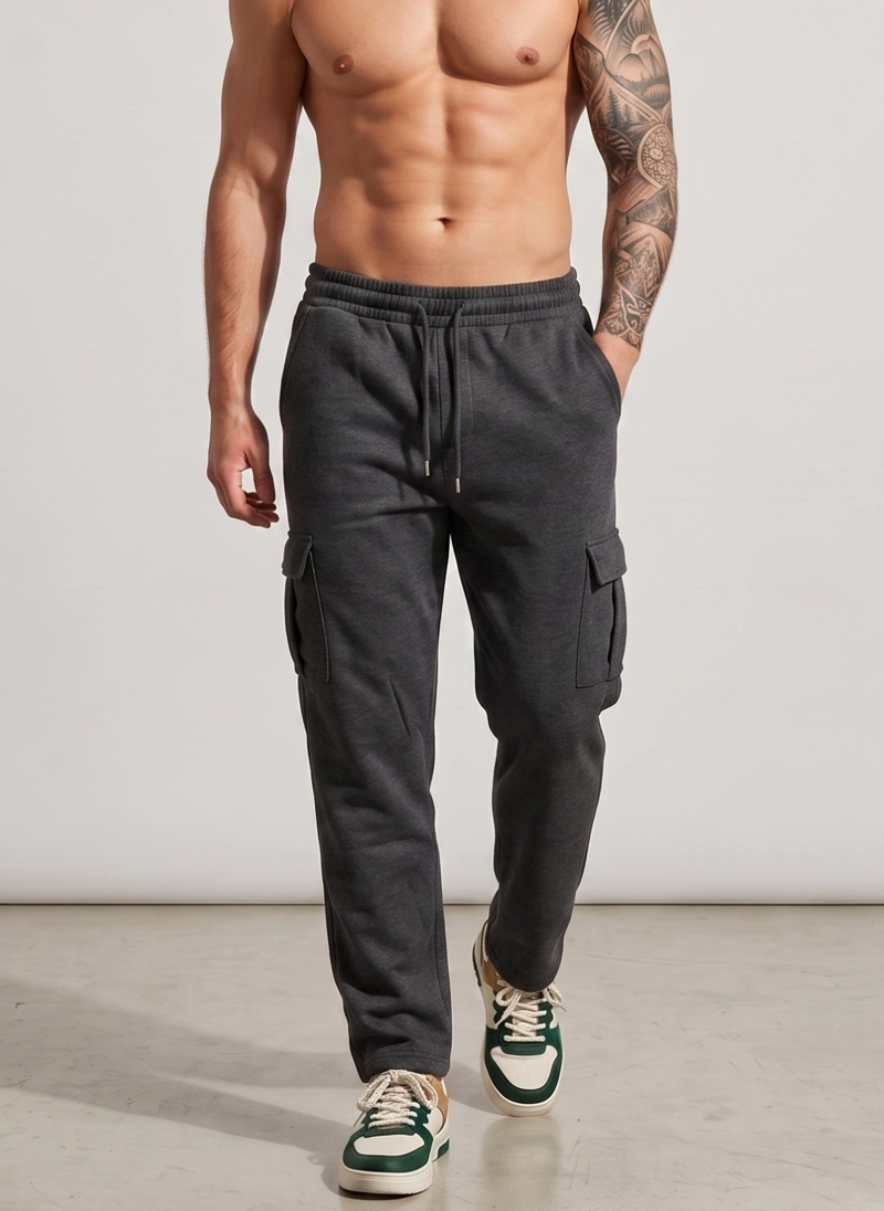 PANTALON BUZO CARGO FORRO POLAR HOMBRE - 1