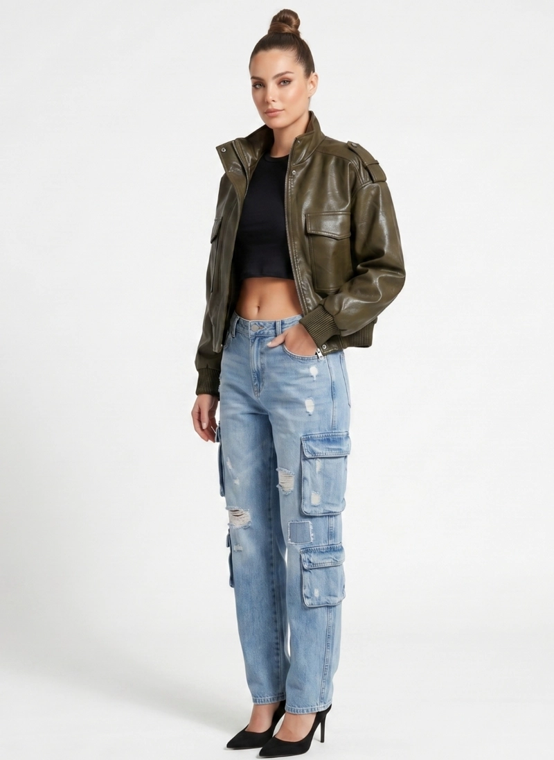 CHAQUETA ECOCUERO BOMBER MUJER KENDALL - 2
