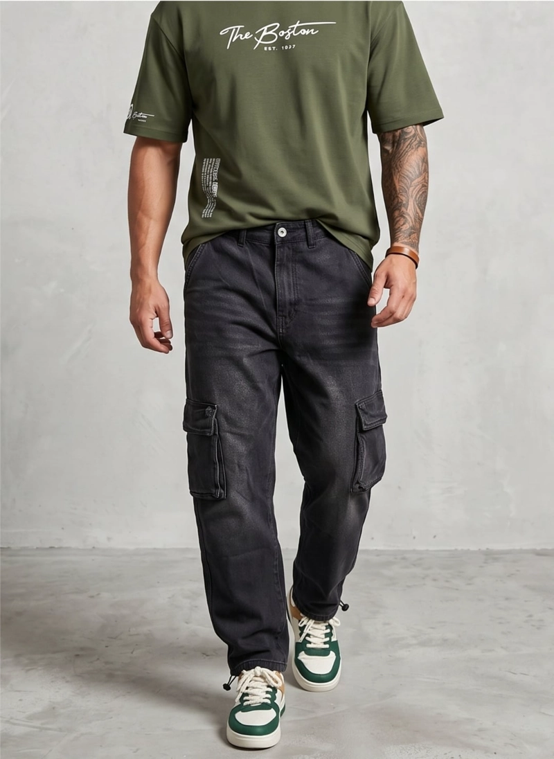 PANTALON JEANS OVERSIZE CARGO  HOMBRE LOUIS - 1