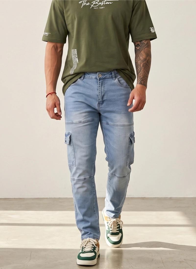PANTALON JEANS CARGO HOMBRE MOSAICO - 1