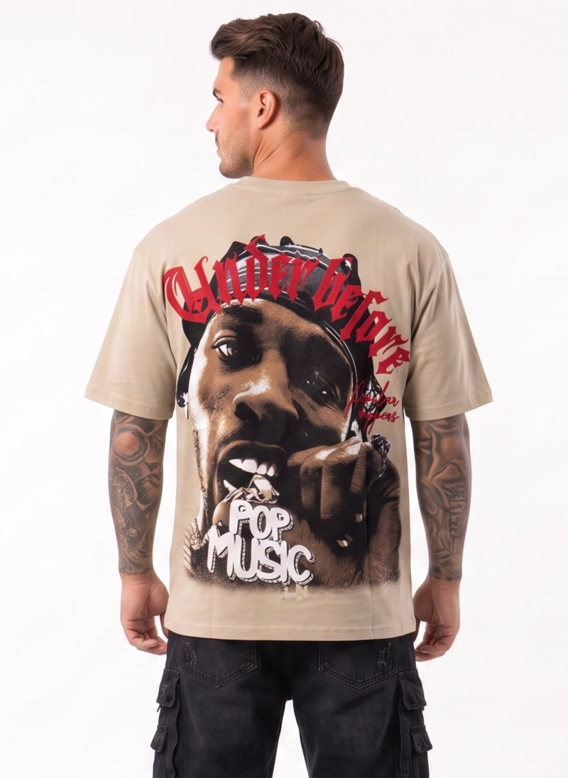 POLERA HOMBRE RELAXED FIT URBANA DISEÑO ESTAMPADO RAPPERS - 1