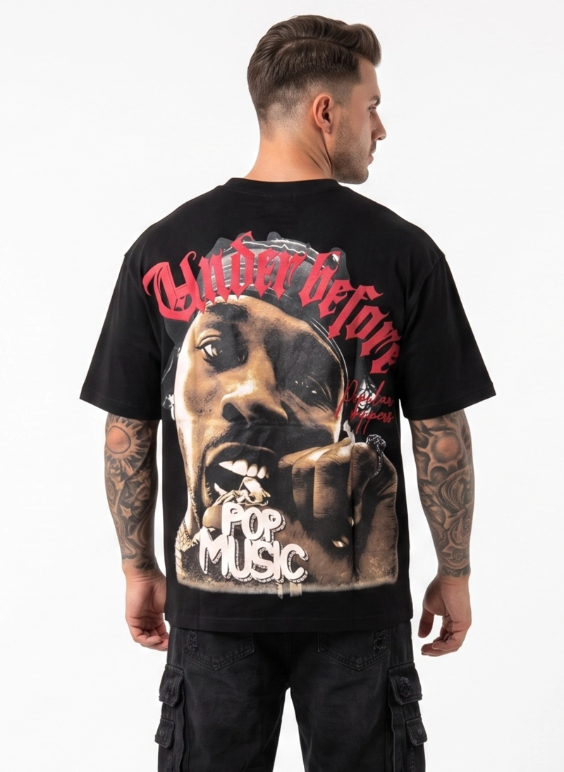 POLERA HOMBRE RELAXED FIT URBANA DISEÑO ESTAMPADO RAPPERS - 1