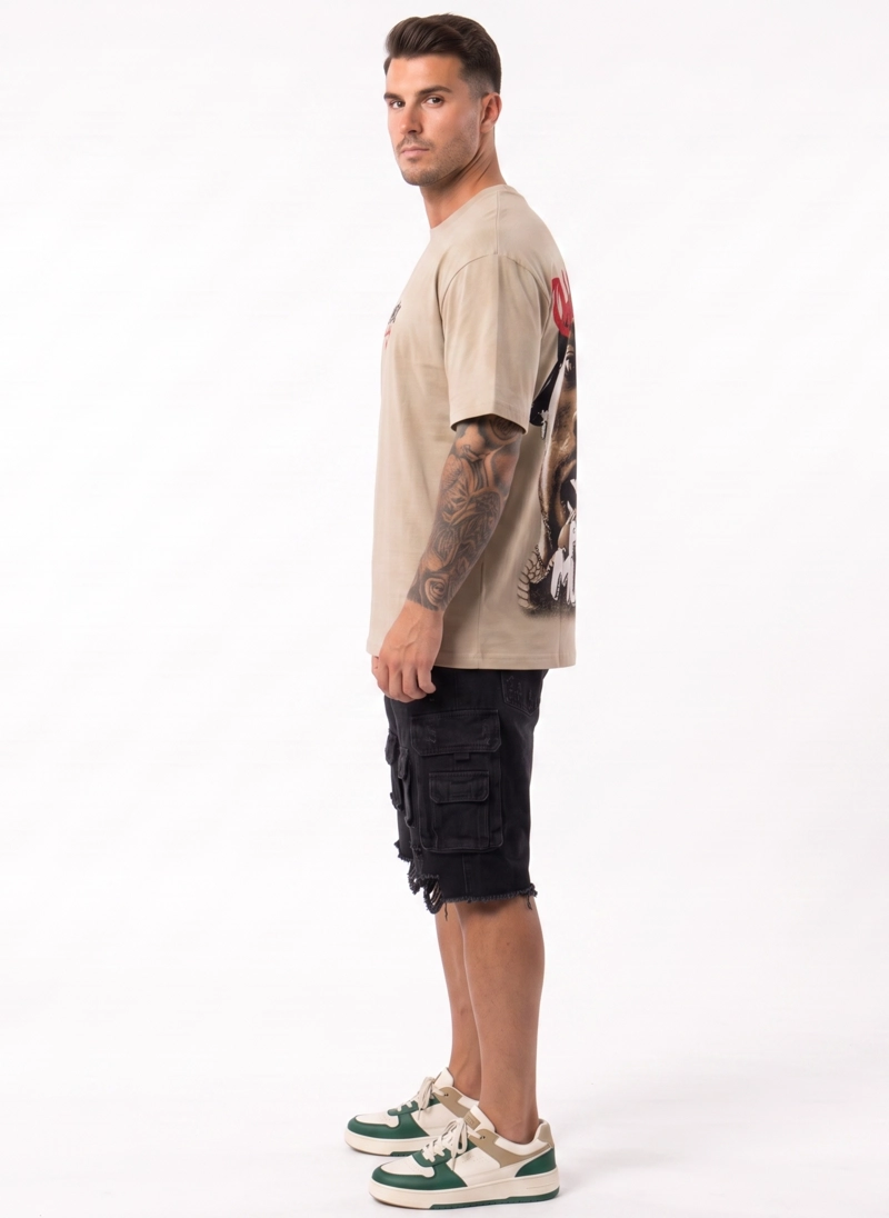 POLERA HOMBRE RELAXED FIT URBANA DISEÑO ESTAMPADO RAPPERS - 3
