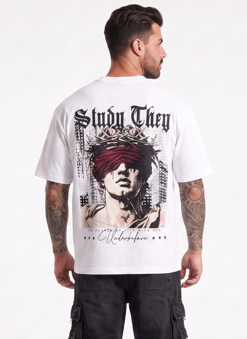 POLERA HOMBRE RELAXED FIT URBANA DISEÑO ESTAMPADO STUDY - 1