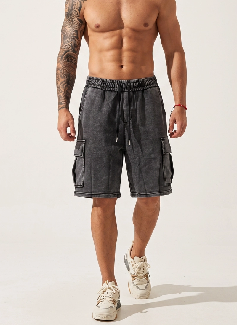 SHORT CARGO ANCHO ACID WASH HOMBRE - 1