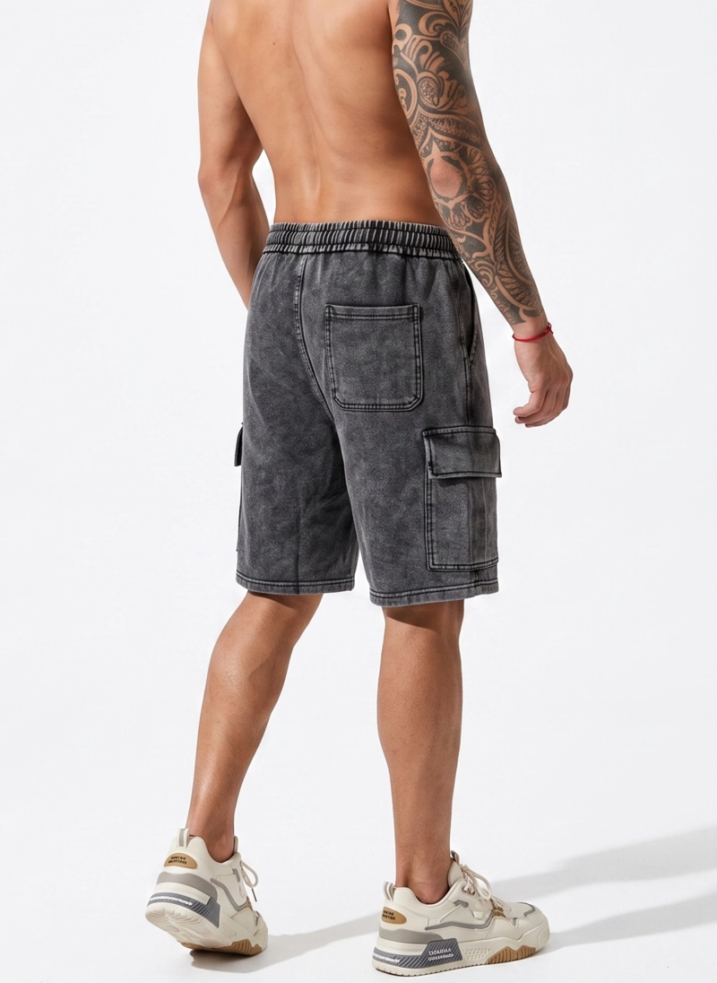 SHORT CARGO ANCHO ACID WASH HOMBRE - 2