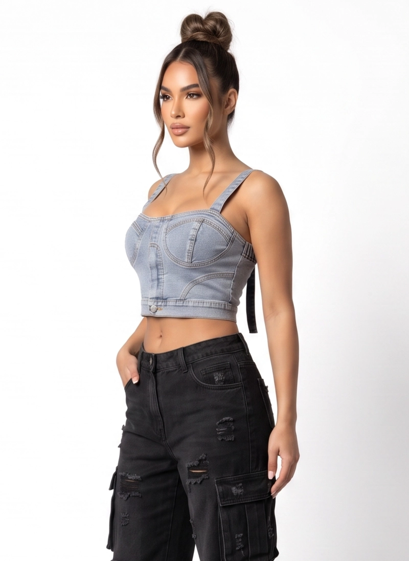 CROP TOP CORSE  DENIM MUJER DALILAH - 1