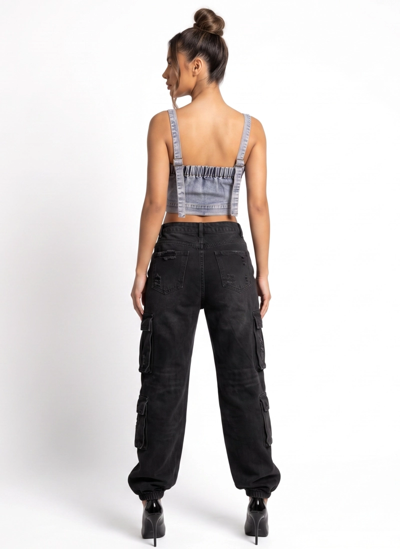 CROP TOP CORSE  DENIM MUJER DALILAH - 2
