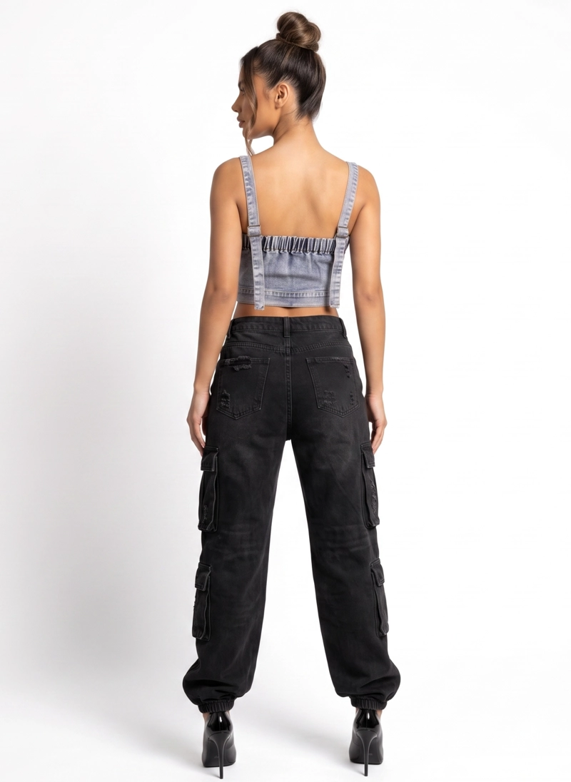 CROP TOP CORSE  DENIM MUJER DALILAH - 2