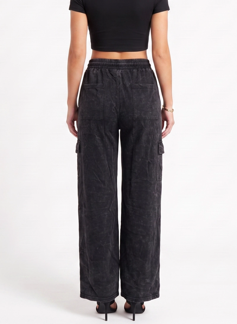 BUZO ACID WASH CARGO WIDE LEG MUJER - 3