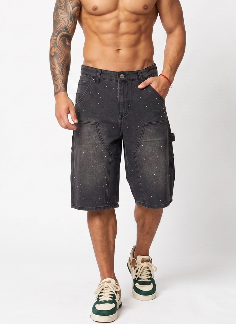 SHORT BERMUDA DENIM BRILLOS RELAXED FIT HOMBRE DIAMOND - 1