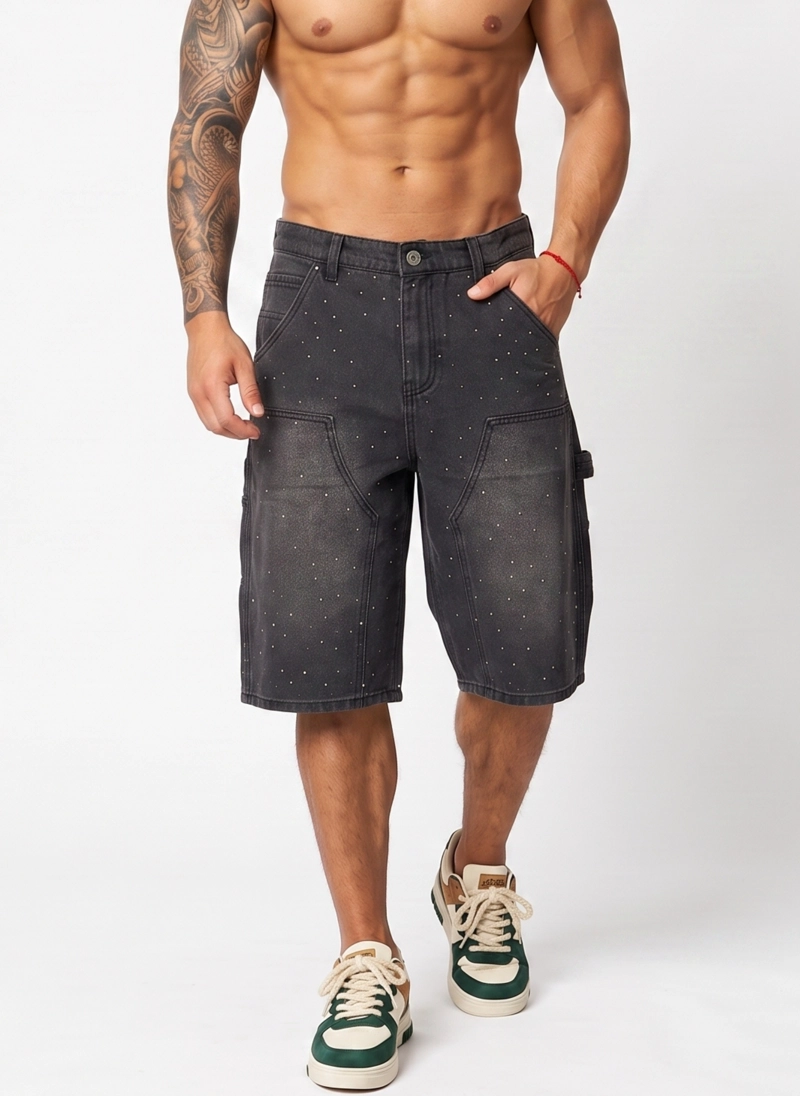 SHORT BERMUDA DENIM BRILLOS RELAXED FIT HOMBRE DIAMOND - 1