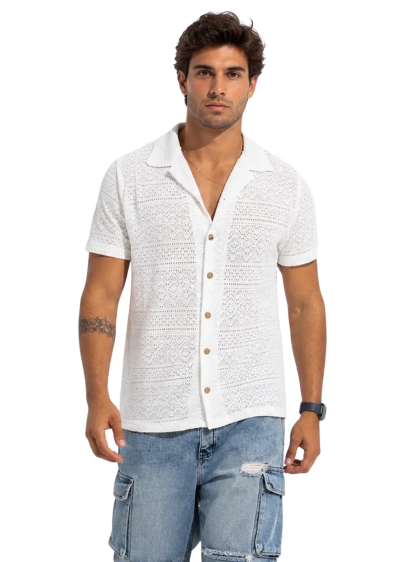 CAMISA MALLA CUELLO CUBANO ESCOCIA - 1
